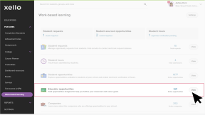 Educator opportunities highlighted on the WBL dashboard